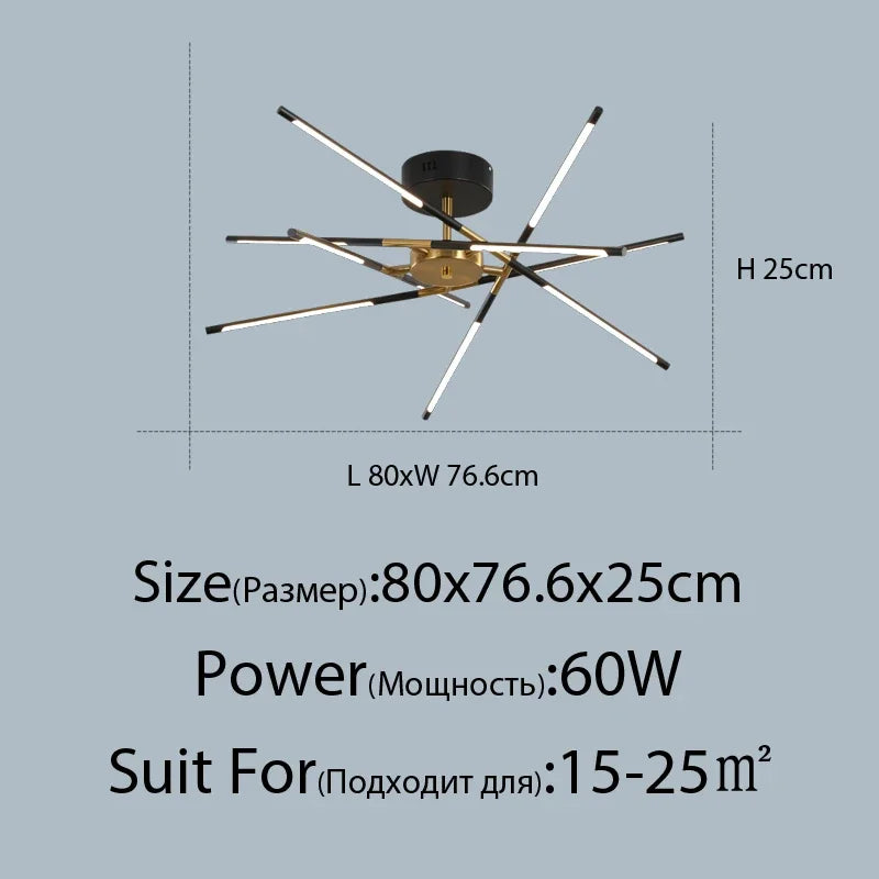 Black Gold Pendant Lamp 12-Head Dimmable