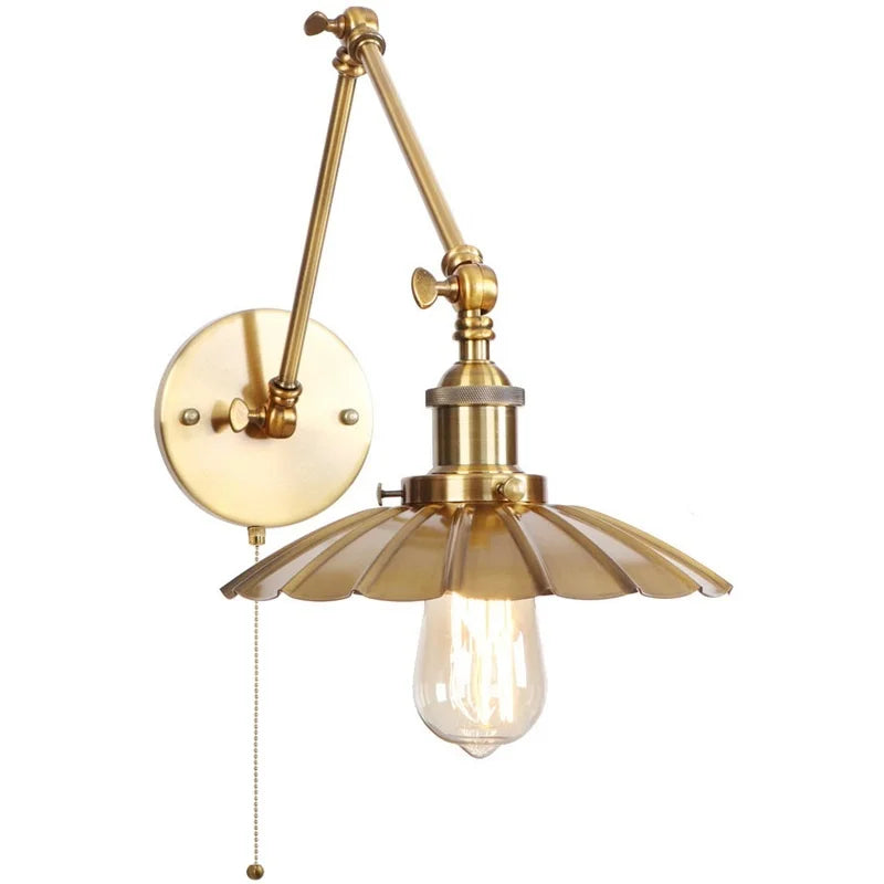 Gold Pull Chain Wall Lamp
