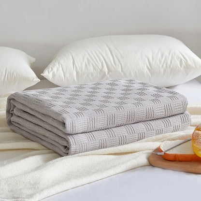 DecorBites™ Cotton Waffle Towel Quilt Single Blanket for Office & Picnics