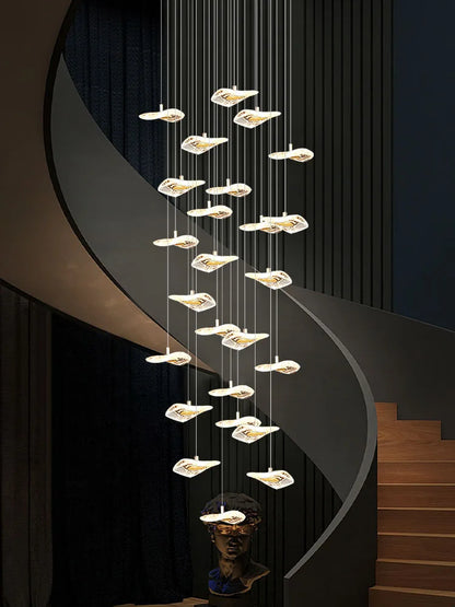 DecorBites™ Crystal Glass Staircase Chandelier: Modern Nordic Luxury Living Room Lighting