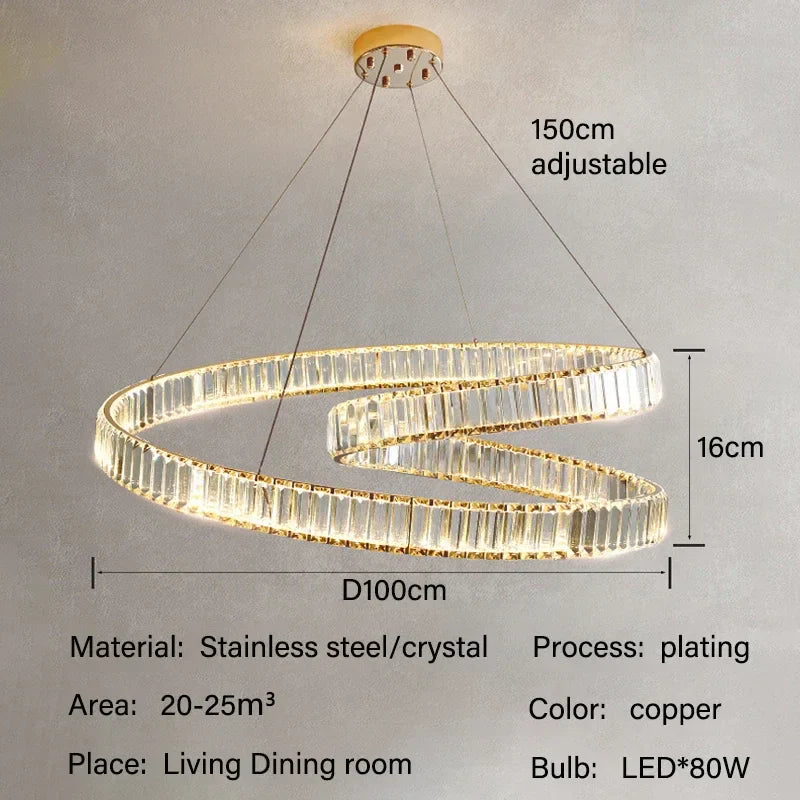 DecorBites™ Crystal LED Pendant Lights: Modern Luxury Chandelier for Living and Dining Rooms