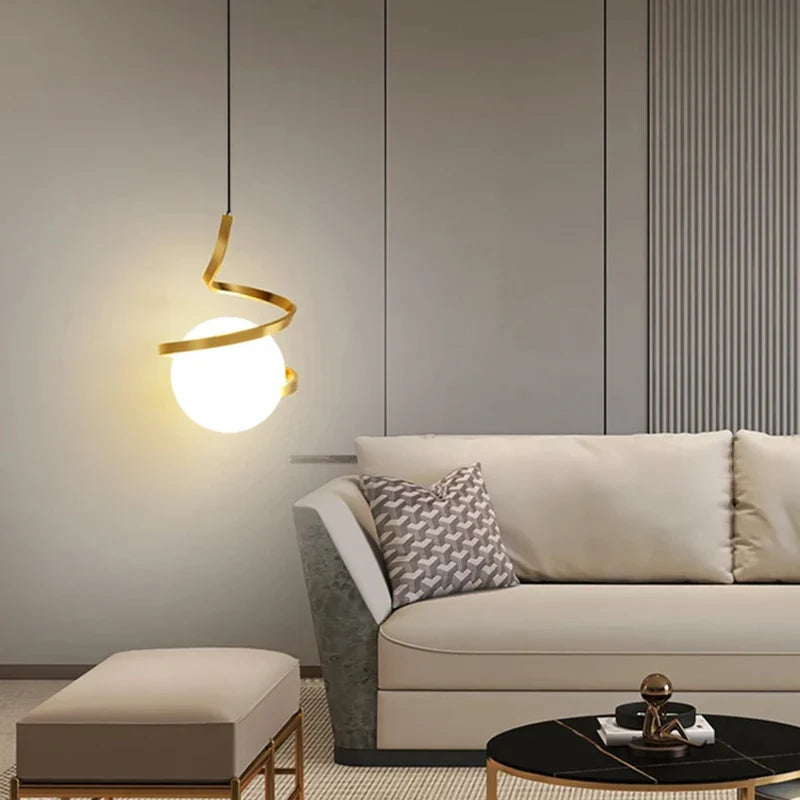 Nordic Glass Ball Pendant Light in Iron Finish