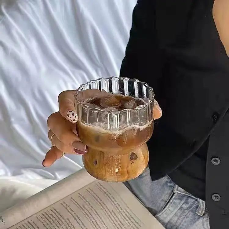 DecorBites™ Clear Glass Coffee Cups Set of 6 - Heat-Resistant Vertical Design for Various Drinks