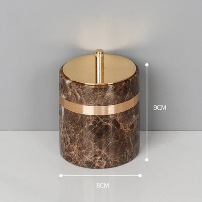 DecorBites™ Emperador Dark Marble Bathroom Set: Toothbrush Holder, Soap Dispenser, Luxury Accessories