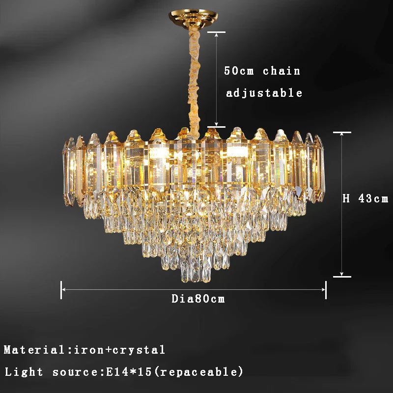 Gold Amber Crystal Chandelier Dia150cm Living Room
