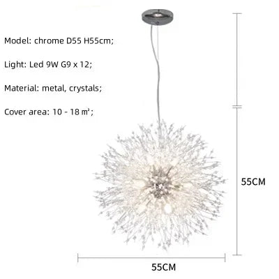 DecorBites™ Dandelion Gold/Chrome Chandelier with Crystals, G9 Pendant Lights for Elegant Lighting