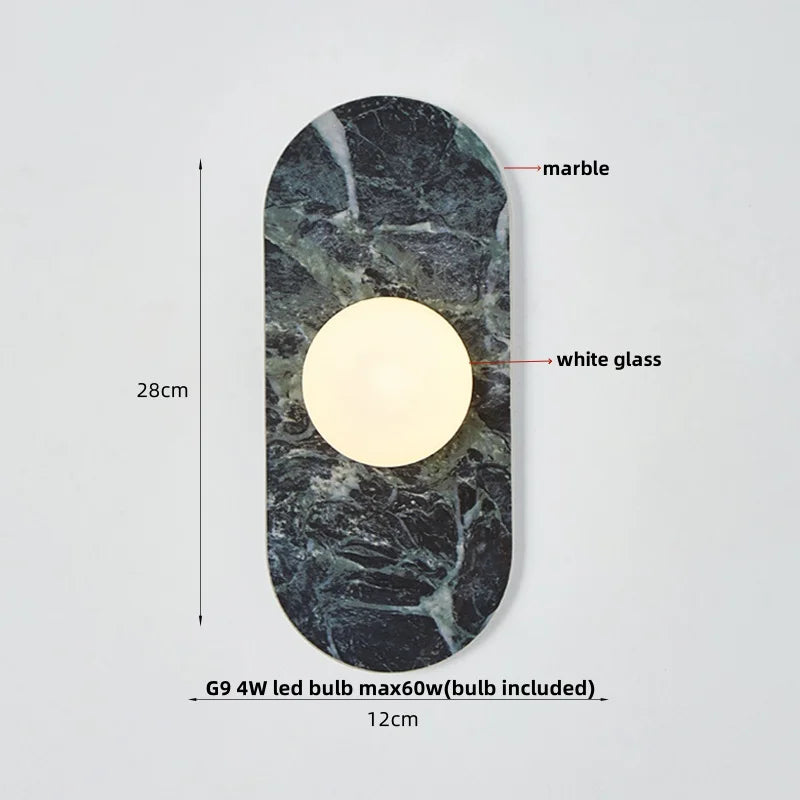 DecorBites™ Glass Globe LED Wall Lamp: Modern Nordic Stone Bathroom Mirror Light