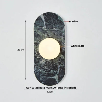 DecorBites™ Glass Globe LED Wall Lamp Nordic Modern Stone Bathroom Mirror Light