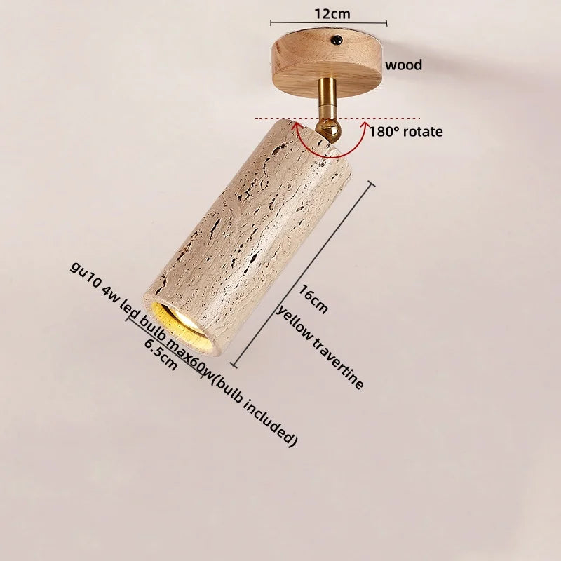 DecorBites™ LED Wood Ceiling Light: Natural Yellow Travertine, Modern Nordic Design
