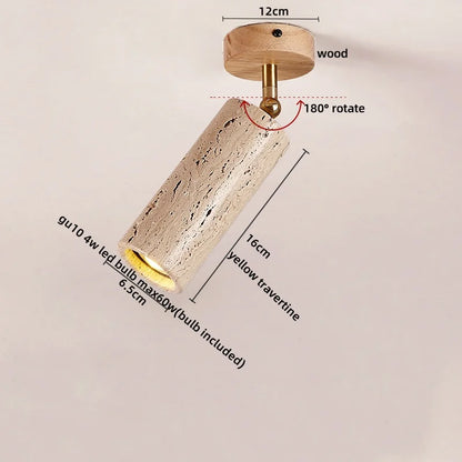 DecorBites™ LED Wood Ceiling Light: Natural Yellow Travertine, Modern Nordic Design