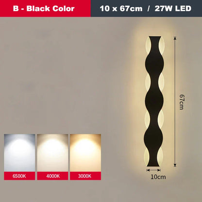 DecorBites™ LED Wave Wall Light for Indoor Corridors, Bedrooms, and Sofas