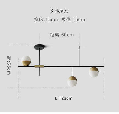 DecorBites™ Glass Ball Linear Chandelier: Postmodern Style Kitchen & Hotel Art Light