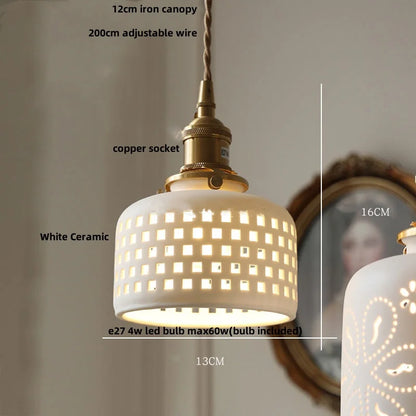 DecorBites™ Japan Style Wood LED Pendant Light Fixture Clear Glass Adjustable Hanging Lamp