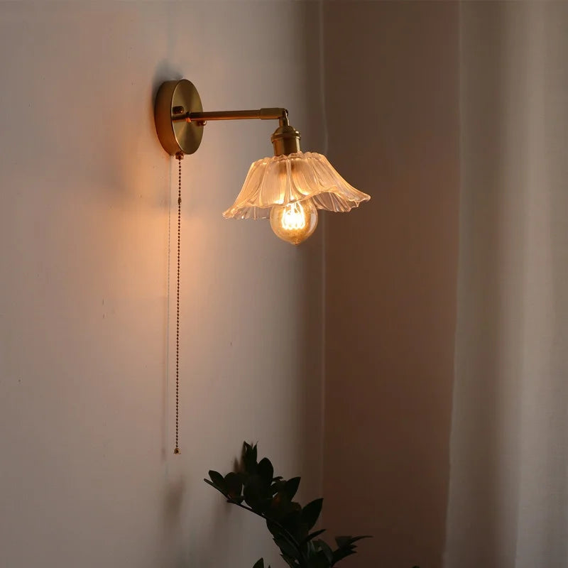 Copper Glass Wall Sconce Japanese Style Bathroom