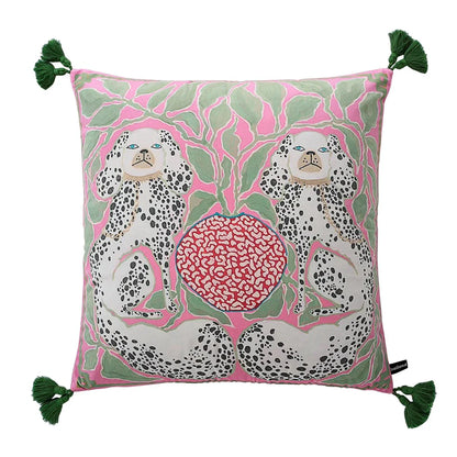 DecorBites™ Luxe Cheetah Halo Pillowcase: Decorative Tassel Cushion Cover GG Style