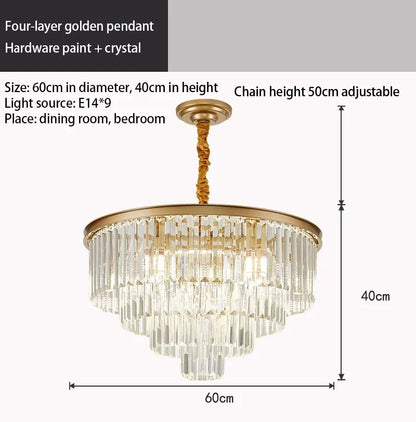 DecorBites™ Crystal Gold Chandelier: Modern Living Room Bedroom Decor Lighting