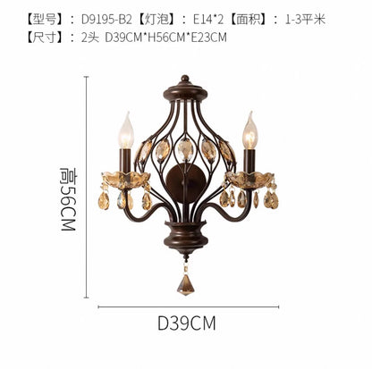 DecorBites™ Crystal Candle Wall Lamp LED E14 Iron Art Living Room Bedroom Bar