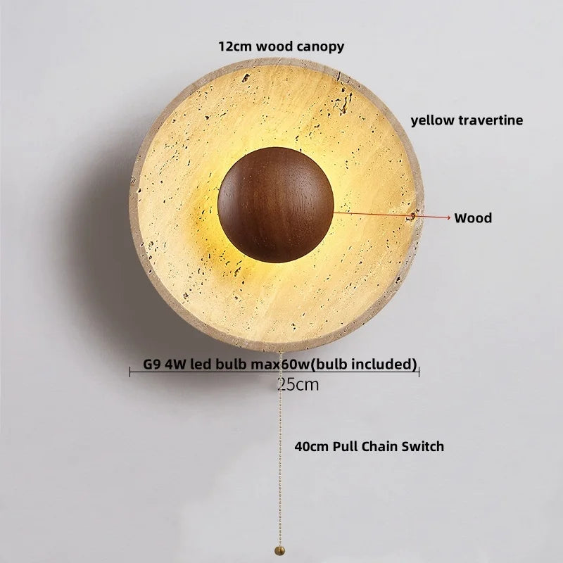 Travertine Glass Wall Light