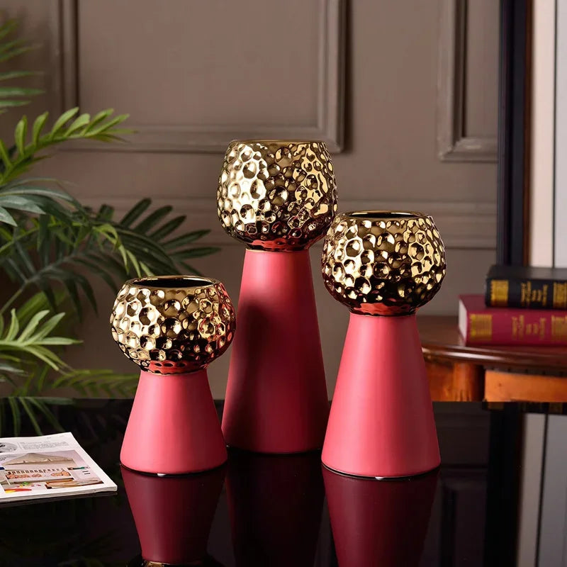 Gold Hammer Ceramic Vase