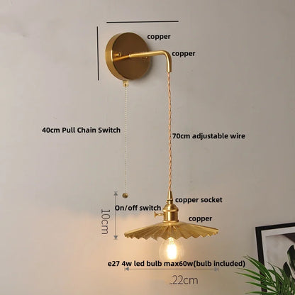 DecorBites™ Clear Glass LED Wall Lights with Adjustable Pull Chain Switch
