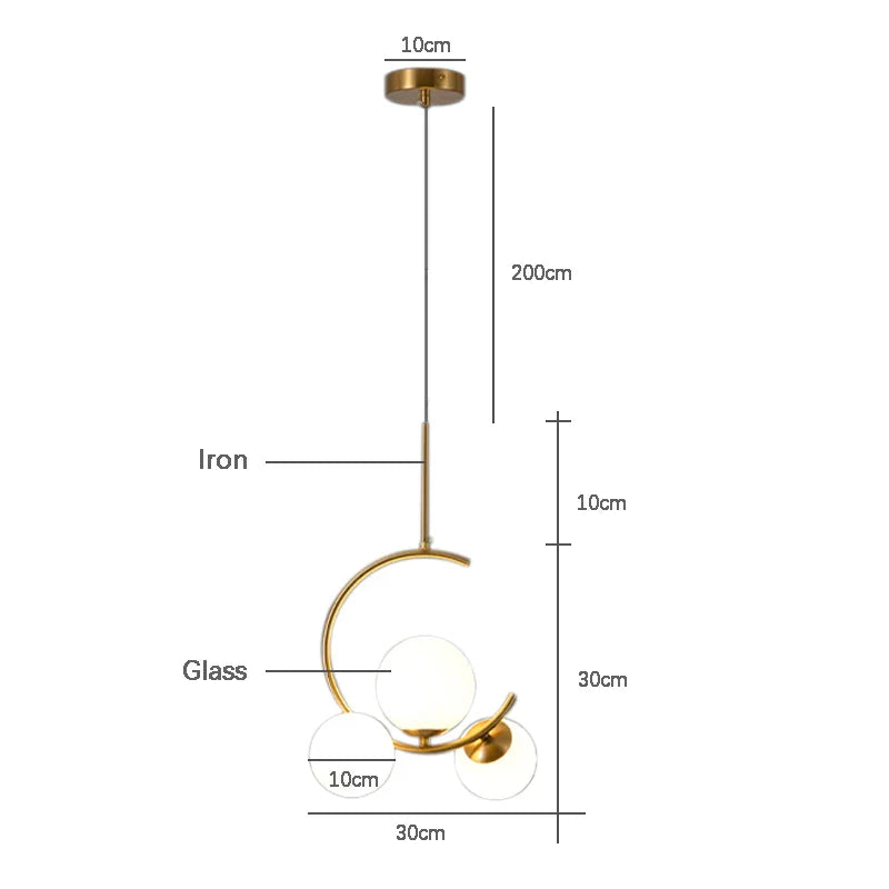 DecorBites™ Glass Ball LED Chandelier for Dining Room, Kitchen, Bedroom, Bar