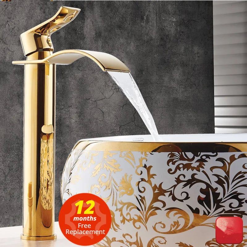 Gold White Waterfall Faucet