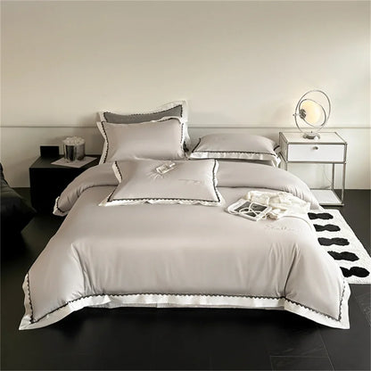 DecorBites™ Hot Diamond Lace Egyptian Cotton Bedding Set: Sheet, Pillowcase, Duvet Cover, Full-Queen-King Size