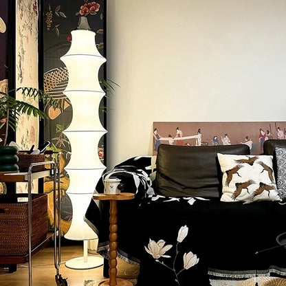 DecorBites™ Cream Silk Japanese LED Floor Lamp for Modern Living Room Décor