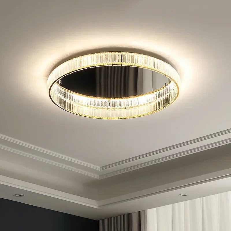 DecorBites™ Gold Steel LED Dimmable Ceiling Lights Luxury Crystal Fixture