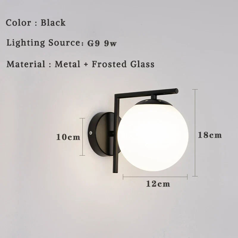 DecorBites™ Glass Ball LED Wall Lamp for Bedroom Living Room Indoor Lighting