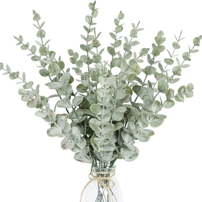 DecorBites™ Golden Eucalyptus Leaves Stem x10 - Artificial Autumn Wedding DIY Decoration