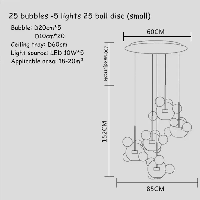 DecorBites™ Glass Bubble Chandelier Customized Pendant Light for Living Room Atmosphere