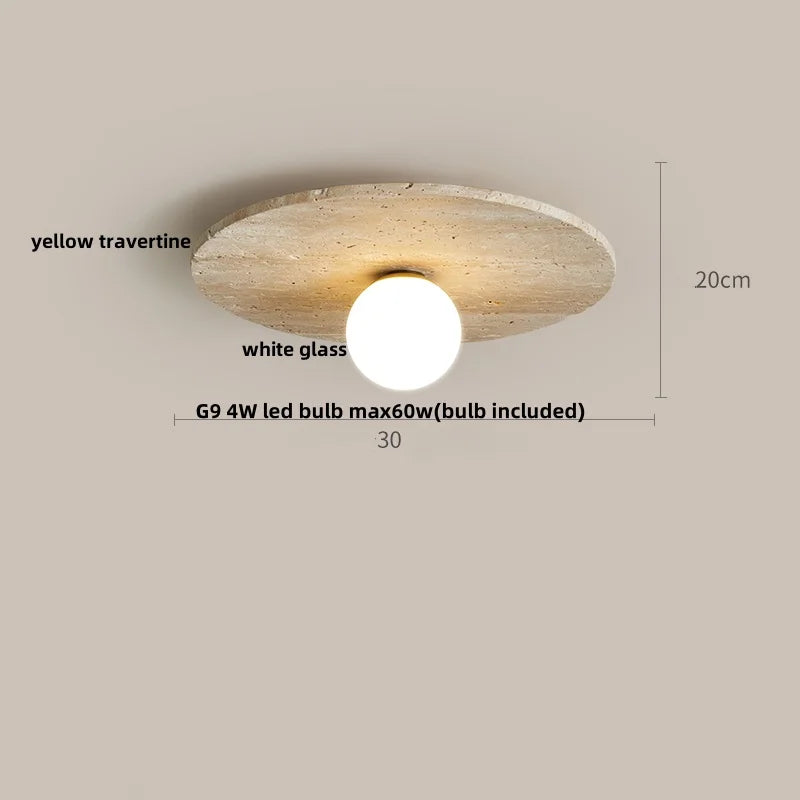 DecorBites™ Glass Ball LED Ceiling Light White Yellow Travertine Plafondlampen
