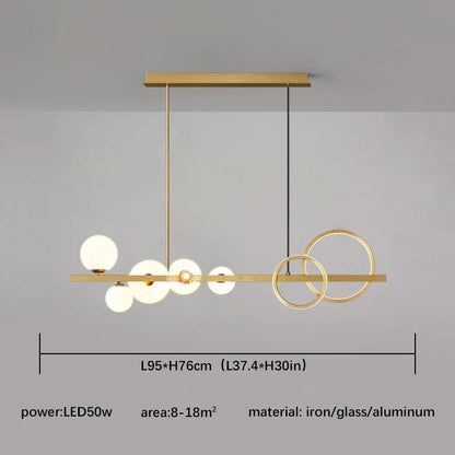 DecorBites™ Glass Ball Pendant Chandelier: Scandinavian LED Light for Kitchen Dining Table