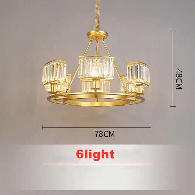 DecorBites™ Copper Crystal Chandelier: Modern LED Ceiling Light for Home Deco & Ambiance, Living, Dining, Bedroom