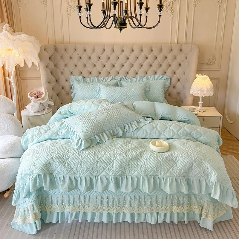 Quilted Lace Ruffle Bedding