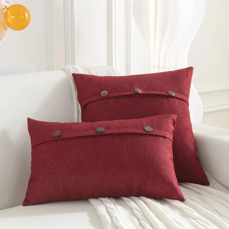 Linen Button Cushion Cover