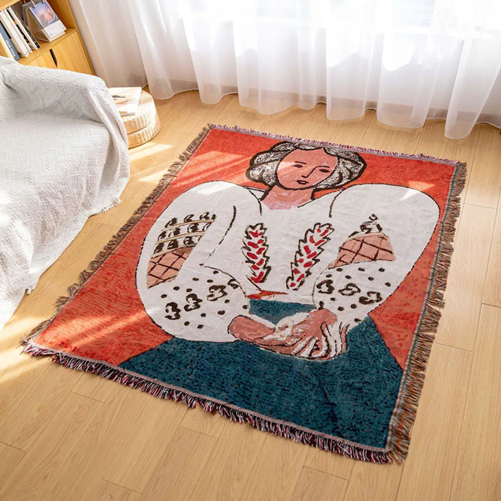 Tapestry Knit Sofa Blanket