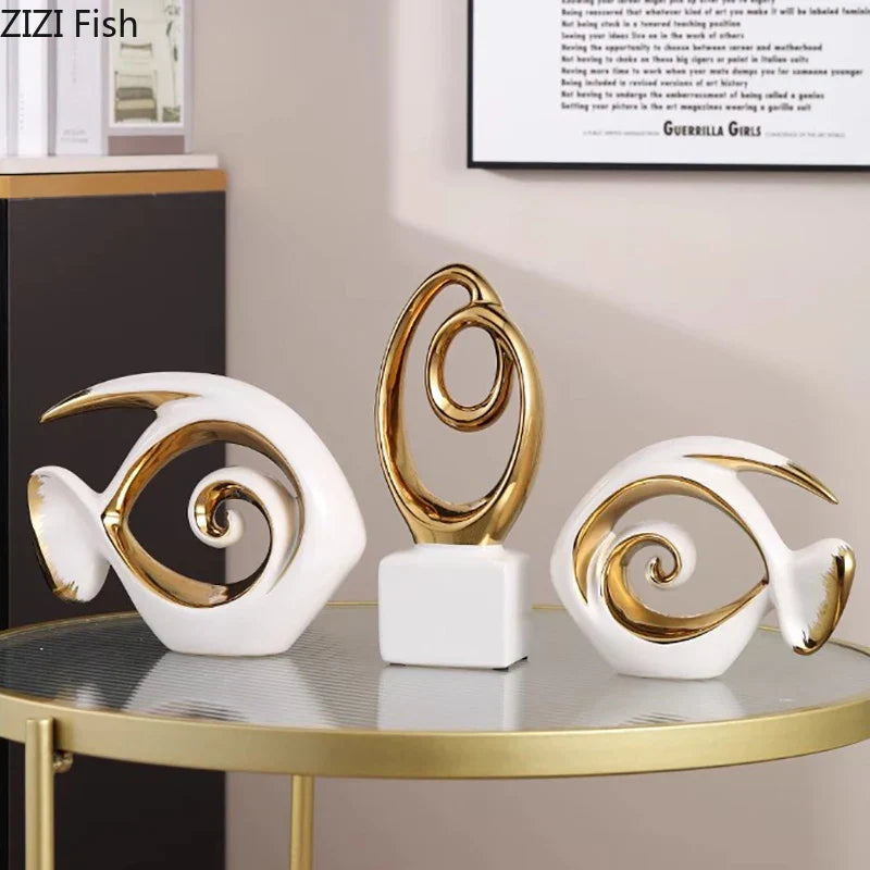 Gold Abstract Ceramic Sculpture