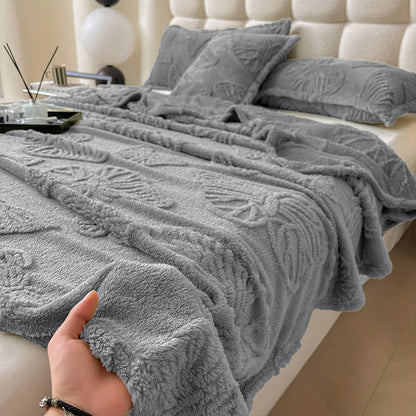DecorBites™ Luxe Chiffon Butterfly Jacquard Throw: Soft & Cozy Blanket for Couch or Bed