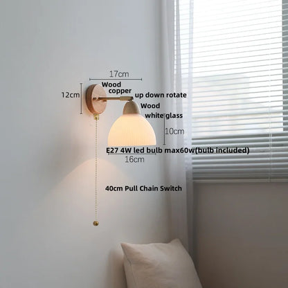 DecorBites™ Iron Wood LED Wall Light Fixture Rotate Bedside Lamp Aplique Pared