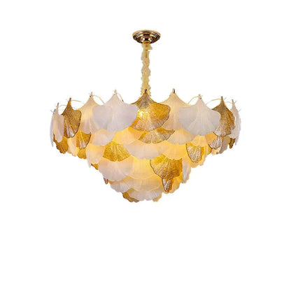 DecorBites™ Ginkgo Gold LED Chandelier Fixture for Living Room
