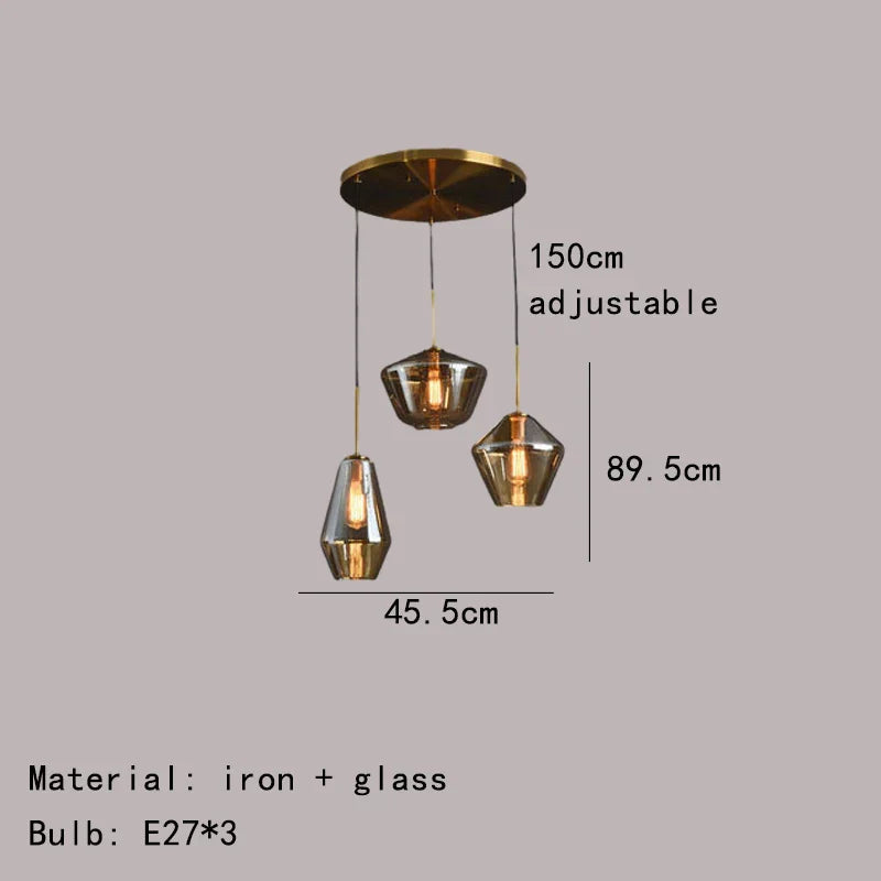 DecorBites™ Gray Amber Glass Pendant Lamp for Home and Office Lighting