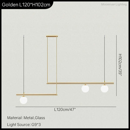 DecorBites™ Linear Minimalist Chandelier Pendant Light for Living Room, Dining Table Ceiling Decor