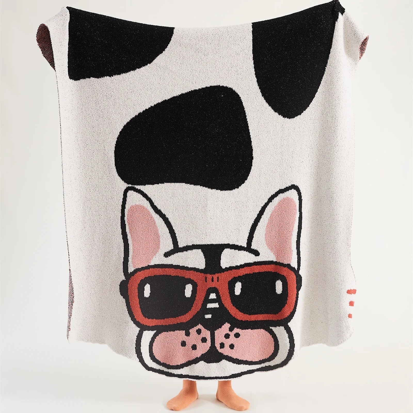 Microfiber Bulldog Knitted Throw