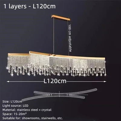 DecorBites™ Crystal Waterfall Chandelier for Foyer Dining Room Hotel Home Decor