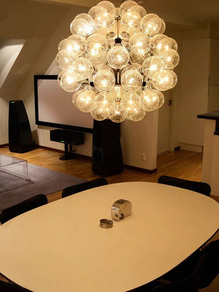 DecorBites™ Glass Dandelion LED Chandelier in Black Gold For Modern Spaces