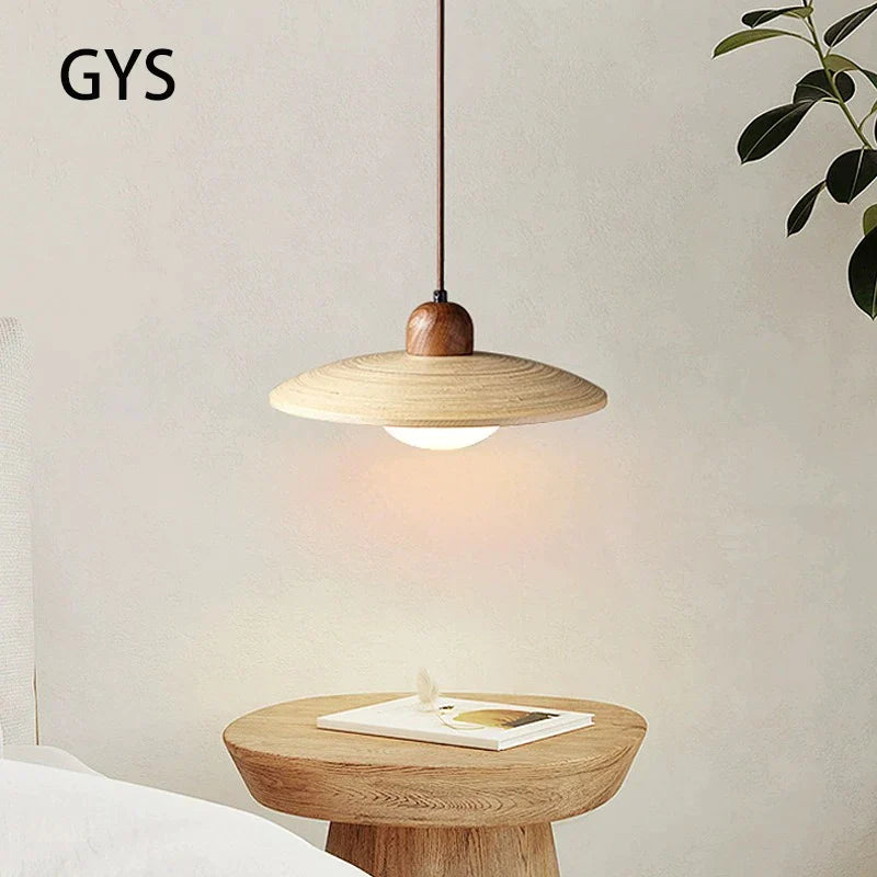 DecorBites™ Cream Japanese Style Wood Pendant Chandelier for Bedroom and Dining Room