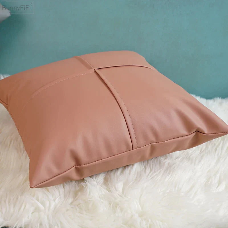 DecorBites™ Ivory Leather Pillow Cover 45x45cm for Home Decoration