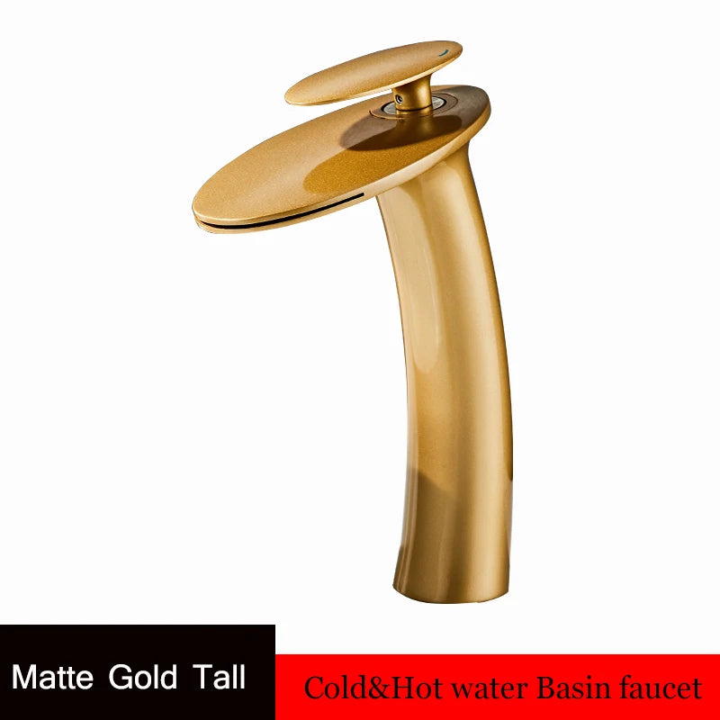 Waterfall Basin Faucet Black Bathroom